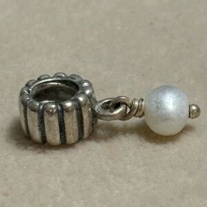 Pandora June Pearl Dangle Charm .925 Sterling Silver ALE